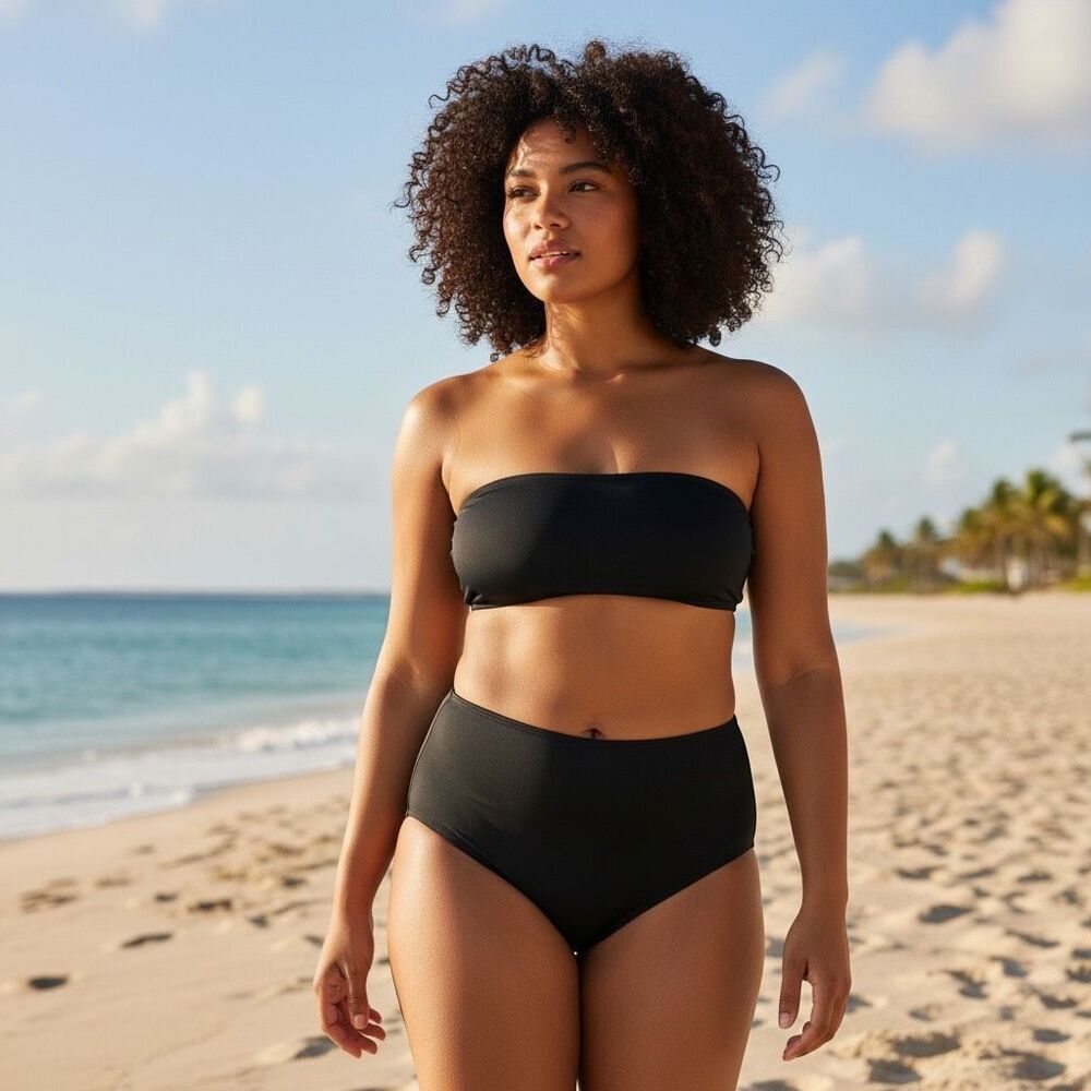 Lands’ End Black High-Waisted Bikini‎ Bottoms Plus 3X NWT